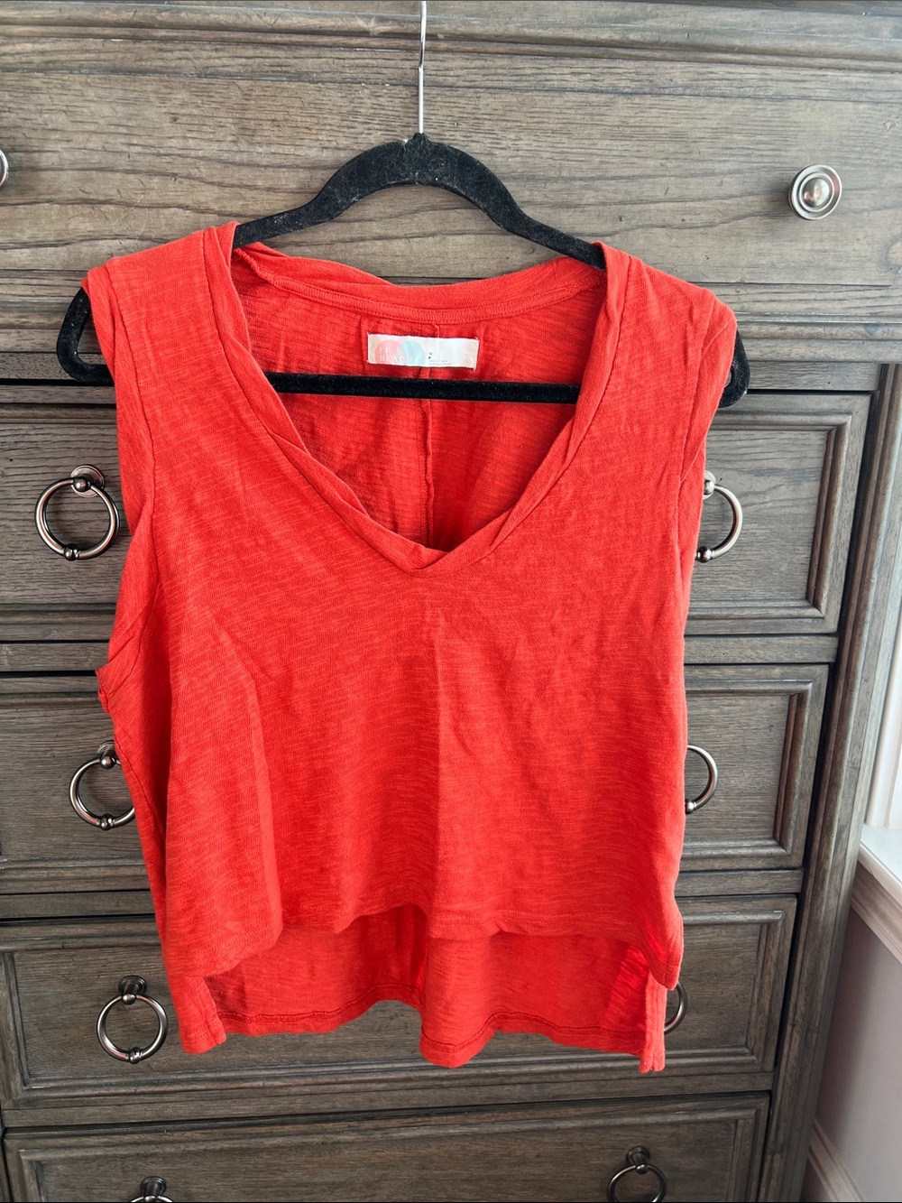 Free People Beach V-Neck Tank Top Orange Small